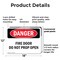 Signmission Fire Door Do Not Prop Open Danger Sign, Plastic, 18in W x 12in L, 2PK OS-2PACK-DS-P-1218-L-2147 - alternate 6